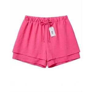 NEW STYLIVE women's double layer athletic shorts in fuchsia